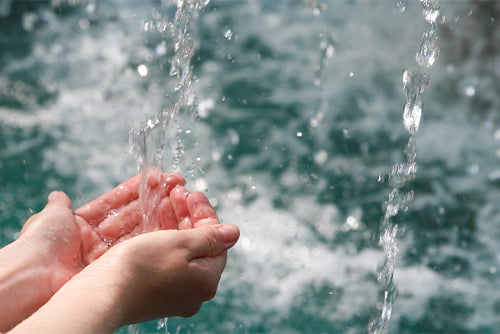 natural water in the hands