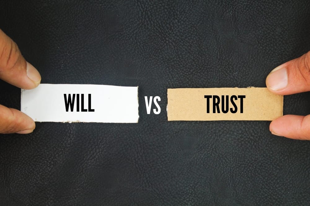 Paper with the words trust vs will
